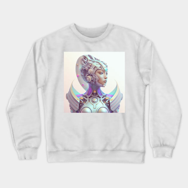 Portrait in Pastel Colors of A Fractal Robot Crewneck Sweatshirt by daniel4510